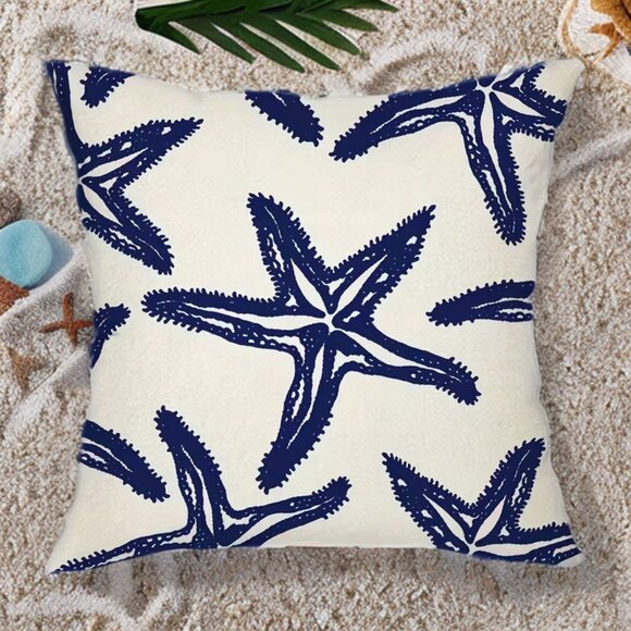 Beach Pillow Cover Starfish Coastal Nautical Decor Decorative Accent Throw Case - Picture 1 of 10